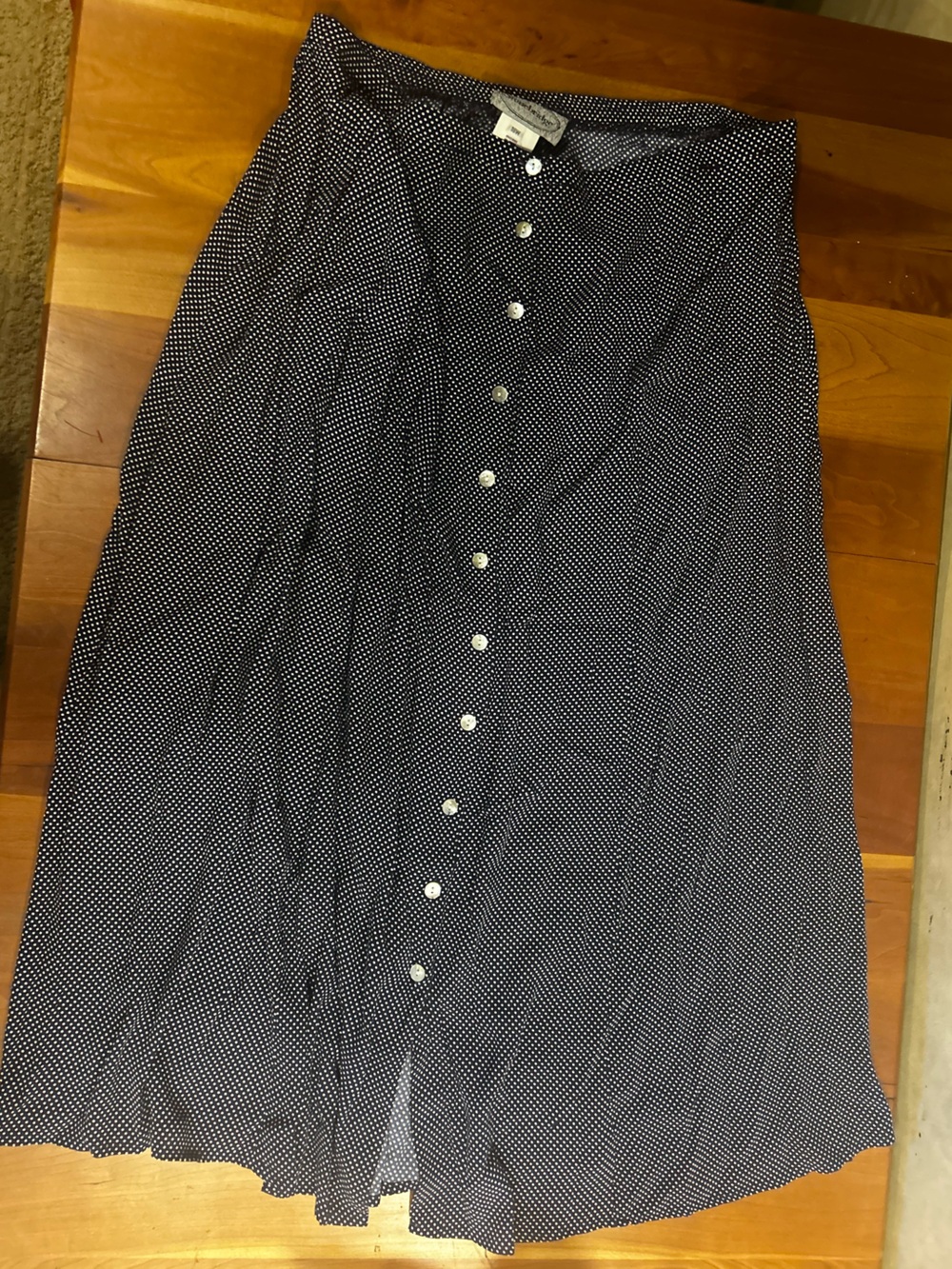 VTG Stonebridge Women's Navy Polka Dot Button-Front Skirt 18W